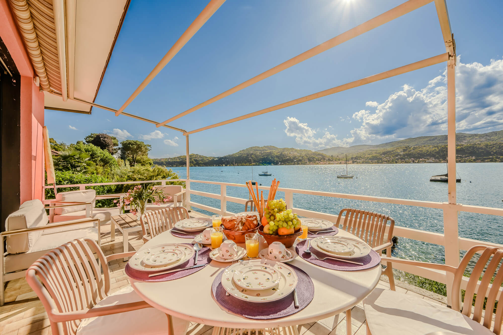 Table with a lake view