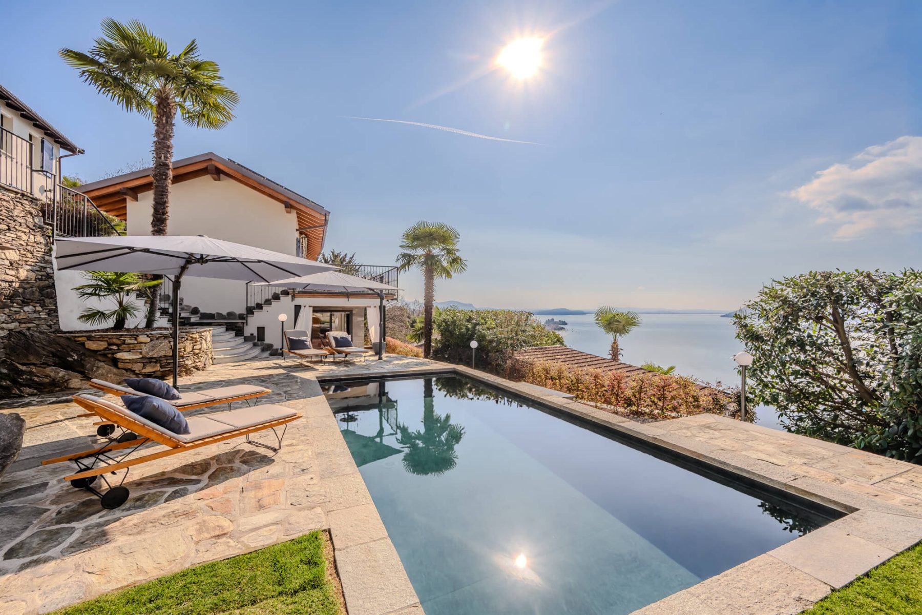 Sun shining on a pool